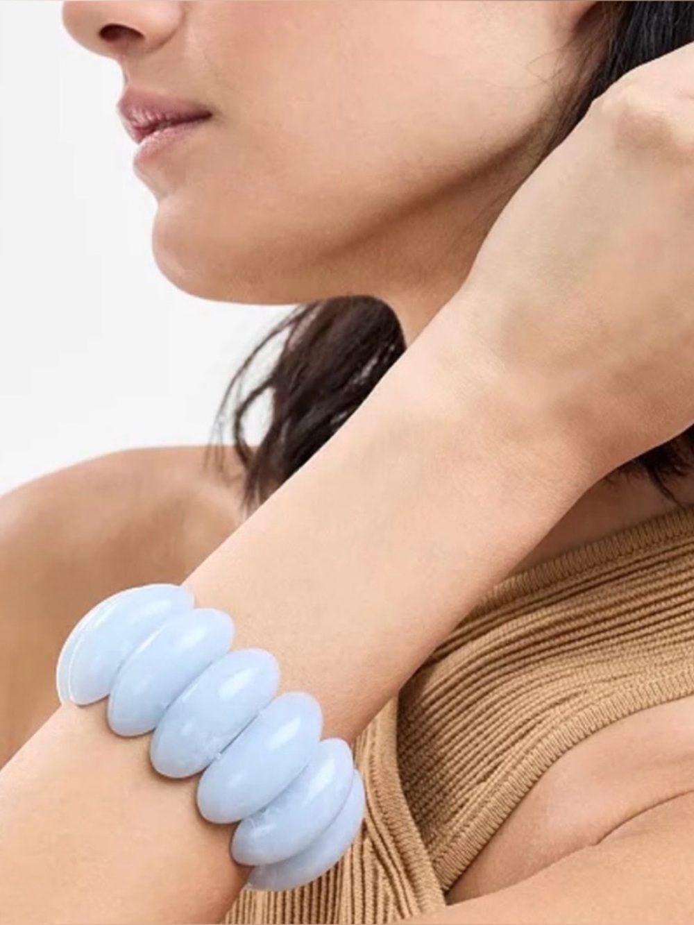 I.N.C. International Concepts Light Blue Chunky Plastic Shell Stretch Bracelet - Picture 7 of 7